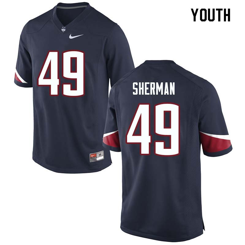 Youth #49 Anthony Sherman Uconn Huskies College Football Jerseys Sale-Navy
